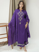 Kurta ALINE kurta set with Cotton Plazzo & Malmal Dupatta with embroidery work
