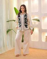 Ivory Ensemble with Bold Black Embroidery