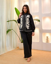 Chic Black & White Statement Shirt Set