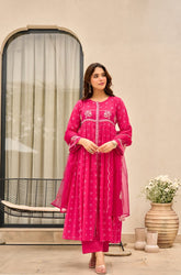 Fuchsia Flair: Embroidered Angrakha-Style Suit